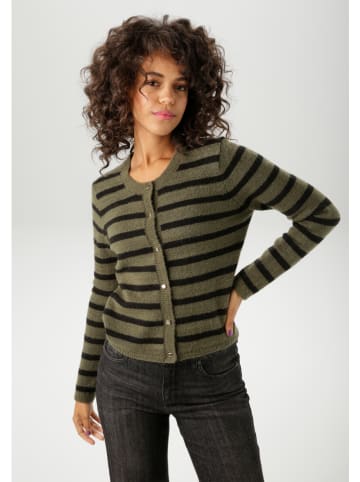Aniston Cardigan in Khaki/ Schwarz