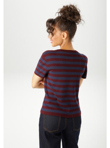 Aniston Sweter w kolorze granatowo-bordowym