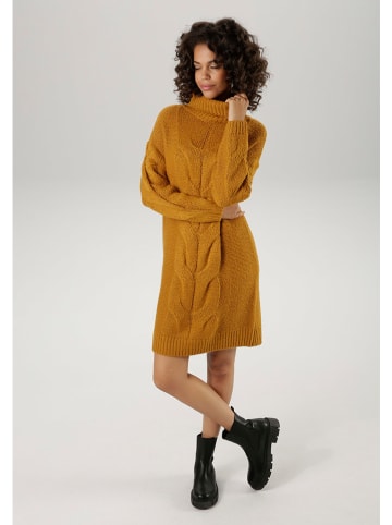 Aniston Gebreide jurk camel