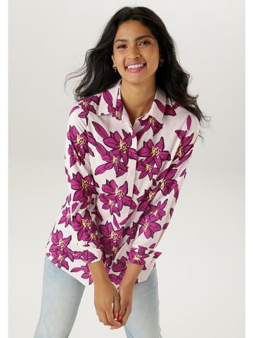 Aniston Bluse in Weiß/ Lila