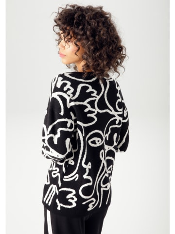 Aniston Sweter w kolorze czarno-białym