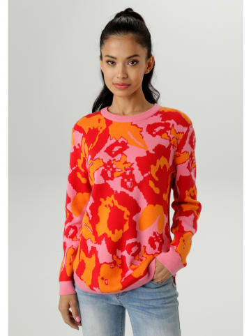 Aniston Pullover in Rosa/ Rot/ Orange