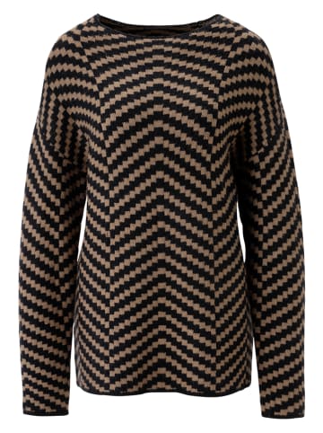 Aniston Pullover in Hellbraun/ Schwarz