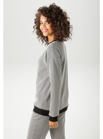 Aniston Sweatshirt in Schwarz/ Weiß
