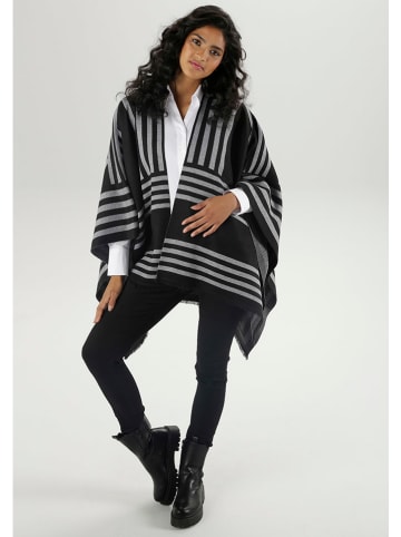 Aniston Poncho zwart/grijs