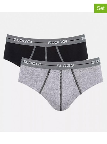Sloggi 2er-Set: Slips "Start" in Schwarz/ Grau