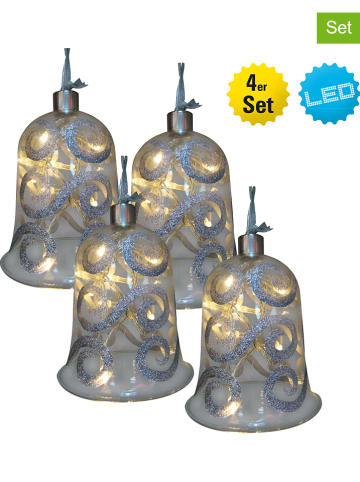 näve 4-delige set: decoratieve ledhangers "Bel" zilverkleurig - Ø 11 cm