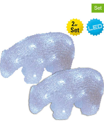 näve 2-delige set: decoratieve ledlampen "IJsbeer" wit - (L)20 x (B)9 x (H)11 cm