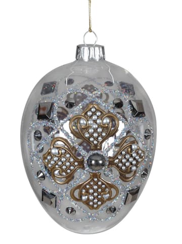 näve Glazen decoledbol zilverkleurig/goudkleurig - (H)11 cm