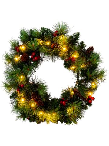 näve Dekoracyjny wieniec LED w kolorze zielono-czerwonym - Ø 35 cm