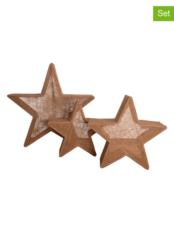 näve 3-delige set: decoratieve ledlampen "Kerststerren" bruin