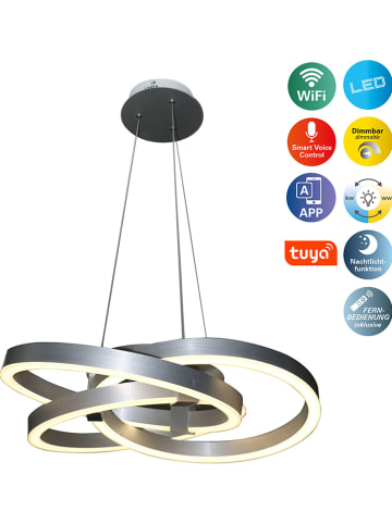 näve Lampa wisząca LED "Divora" w kolorze srebrnym - Ø 58 cm