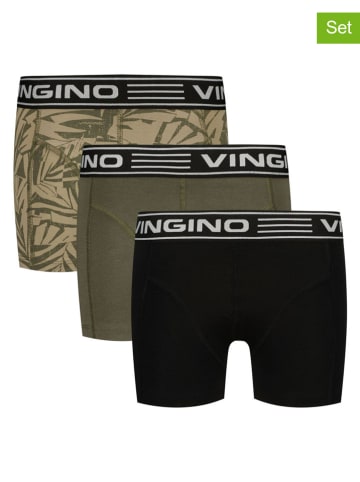 Vingino 3-delige set: boxershorts kaki/zwart