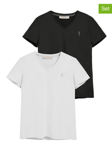 Polo Club 2er-Set: Shirts in Schwarz/ Weiß