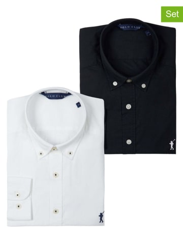 Polo Club 2er-Set: Hemden - Custom fit - in Schwarz/ Weiß