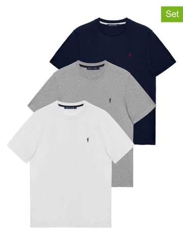 Polo Club 3-delige set: shirts wit/donkerblauw/grijs