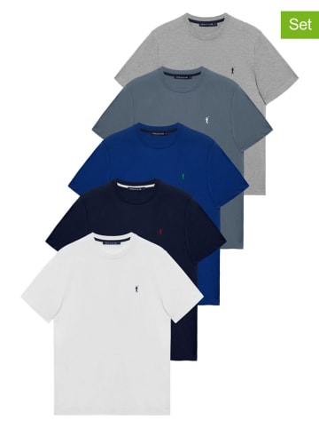 Polo Club 5-delige set: shirts donkerblauw/wit/grijs