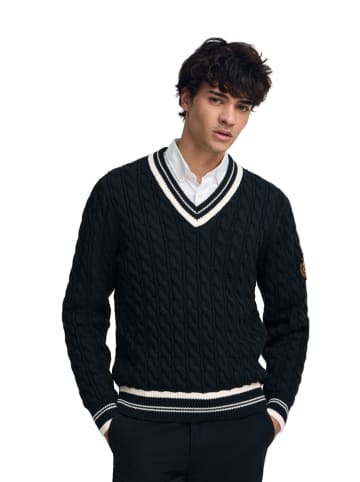 Polo Club Pullover in Dunkelblau/ Creme