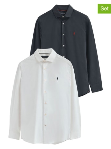 Polo Club Koszule (2 szt.) - Slim fit - w kolorze granatowym i białym