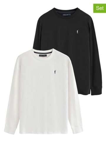 Polo Club 2er-Set: Longsleeves in Weiß/ Schwarz