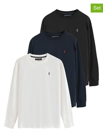 Polo Club 3-delige set: longsleeves donkerblauw/wit