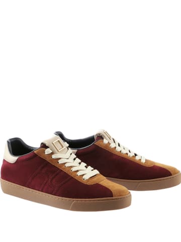 Högl Leder-Sneakers in Rot/ Hellbraun