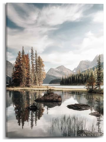Orangewallz Kunstdruk op canvas "Mountain Lake Botanic Touch" - (B)50 x (H)70 cm