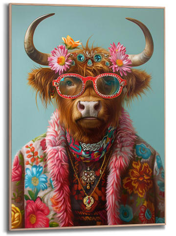 Orangewallz Gerahmter Kunstdruck "Hippie Highlander"