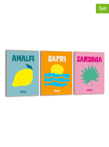 Orangewallz 3-delige set: ingelijste kunstdruk "Destination Italy" - (B)30 x (H)40 cm