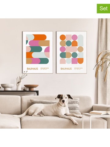 Orangewallz Druki artystyczne (2 szt.) "Bauhaus Set 1" w ramce