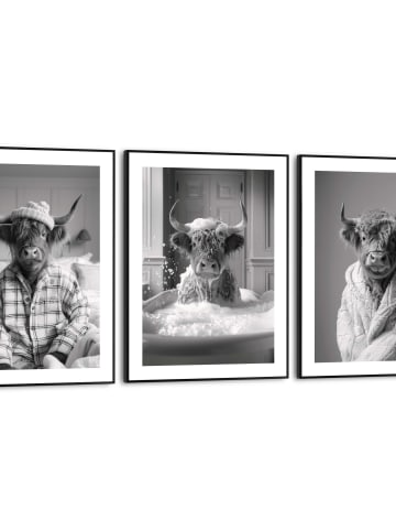 Orangewallz 3-delige set: ingelijste kunstdrukken "Highlander Wake Up" - (B)30 x (H)40 cm