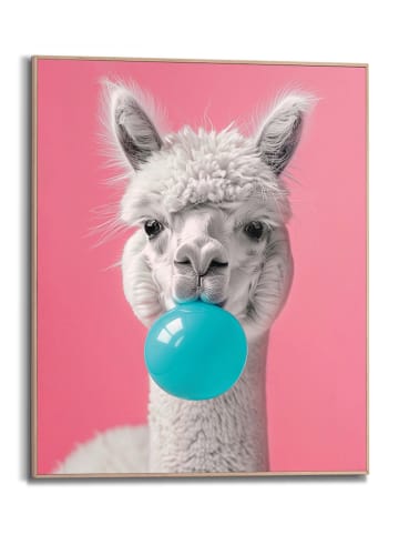 Orangewallz Ingelijste kunstdruk "Alpaca Bubblegum" - (B)40 x (H)50 cm
