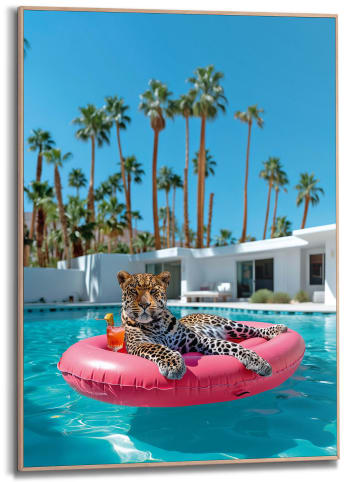 Orangewallz Druk artystyczny "Floating Leopard" w ramce