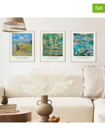 Orangewallz 3er-Set: Gerahmte Kunstdrucke "Monet"