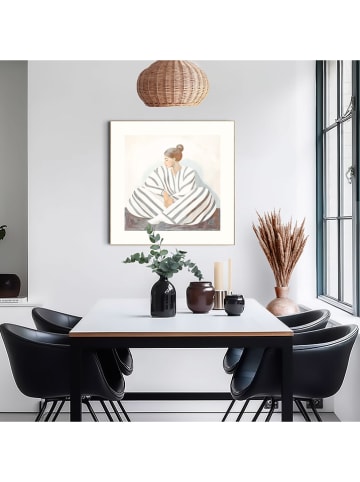 Orangewallz Gerahmter Kunstdruck "Striped Lady Sitting"