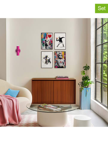 Orangewallz 4-delige set: ingelijste kunstdrukken "Streetart Set"