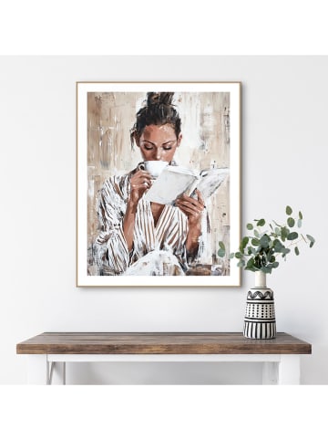Orangewallz Ingelijste kunstdruk "Book Reading Coffee"