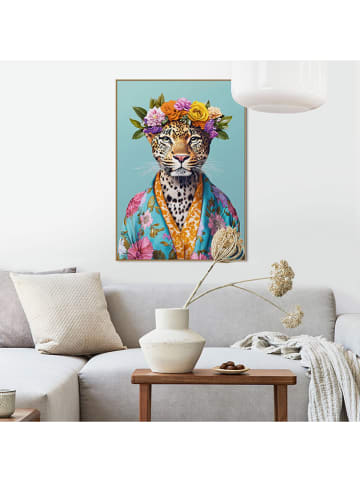 Orangewallz Druk artystyczny "Bloomy Tiger Portrait" w ramce