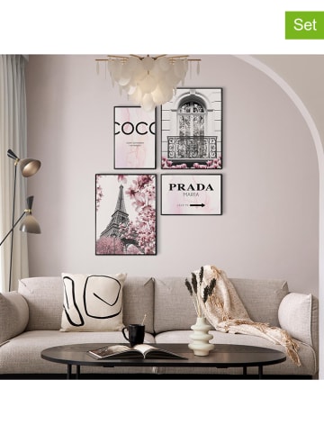 Orangewallz 4er-Set: Gerahmte Kunstdrucke "Pink Romance Set"