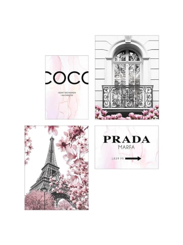 Orangewallz 4er-Set: Gerahmte Kunstdrucke "Pink Romance Set"