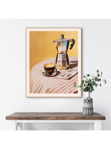 Orangewallz Druk artystyczny "Warm Coffee Mornings" w ramce