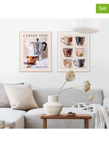 Orangewallz Druki artystyczne (2 szt.) "Coffee Time Set" w ramce