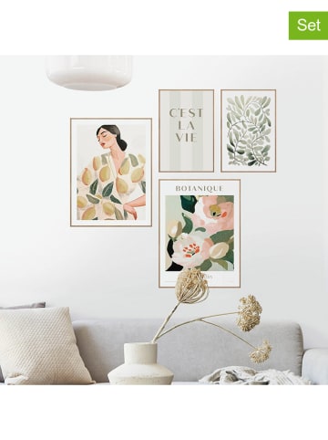 Orangewallz Druki artystyczne (4 szt.) "Spring Set" w ramce