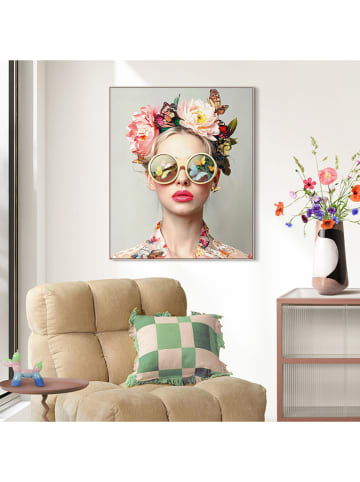 Orangewallz Ingelijste kunstdruk op canvas "Portrait Lady - Flowers"