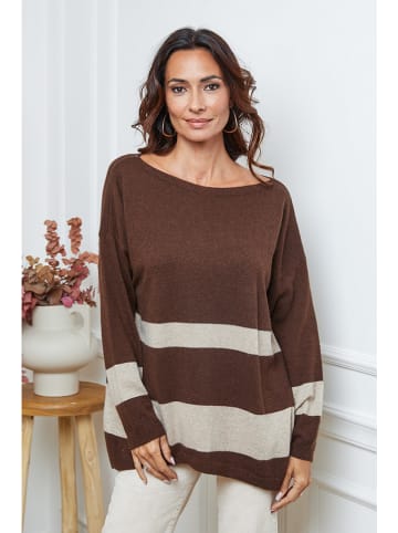 Joséfine Sweter "Ellev" w kolorze brązowo-beżowym