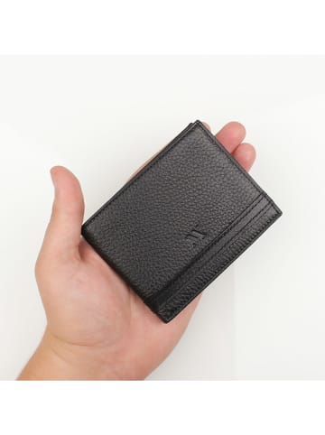 Lucky Bees Leder-Geldbörse in Schwarz - (B)11 x (H)8 cm
