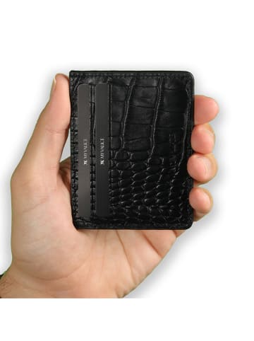 Lucky Bees Leder-Kartenetui in Schwarz - (B)10 x (H)7 cm