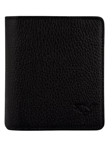 BAGmori Leder-Geldbörse in Schwarz - (B)10 x (H)9 x (T)2 cm