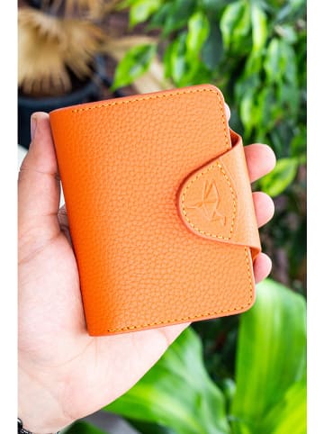 BAGmori Skórzane etui w kolorze pomarańczowym na karty - 8 x 11 x 2 cm