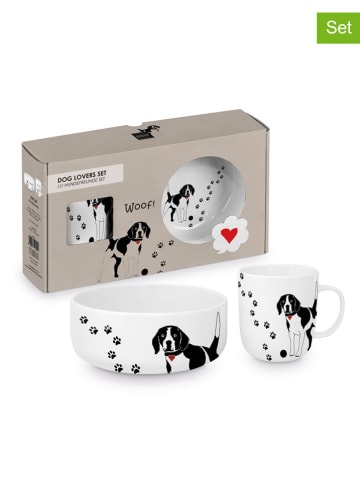 ppd 2tlg. Hundefreunde-Set ''Atelier Chiens'' in Weiß/ Schwarz